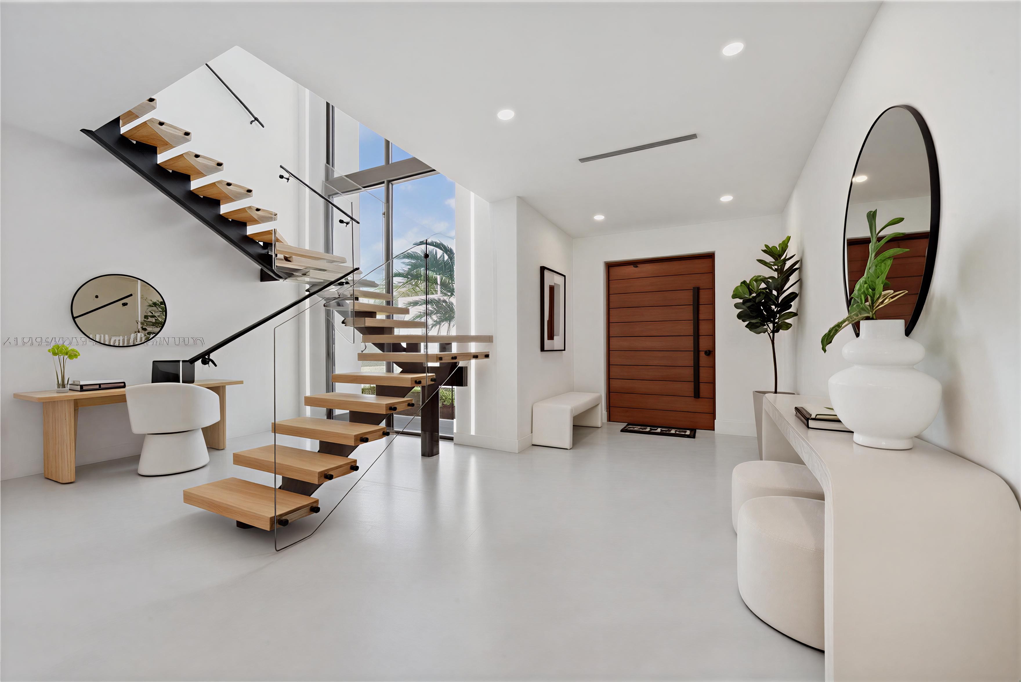 Interior with floating staircase